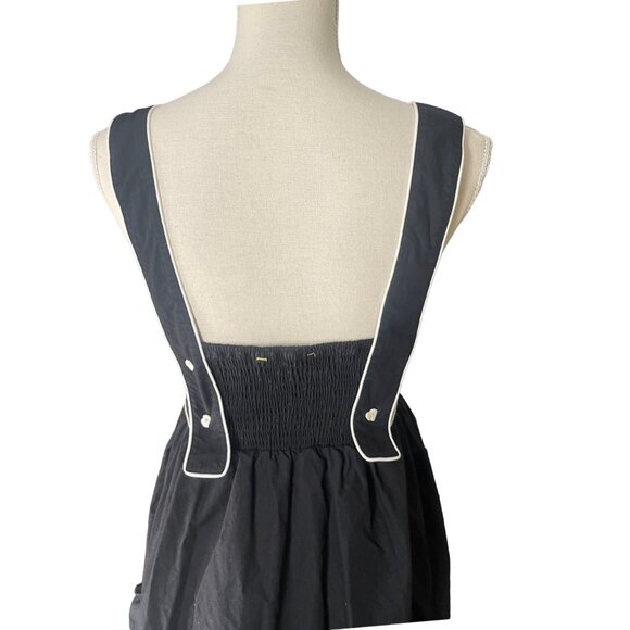 Kerri Rosenthal Emma Maxi Dress black S small Gauze smocked pockets apron - Picture 8 of 10